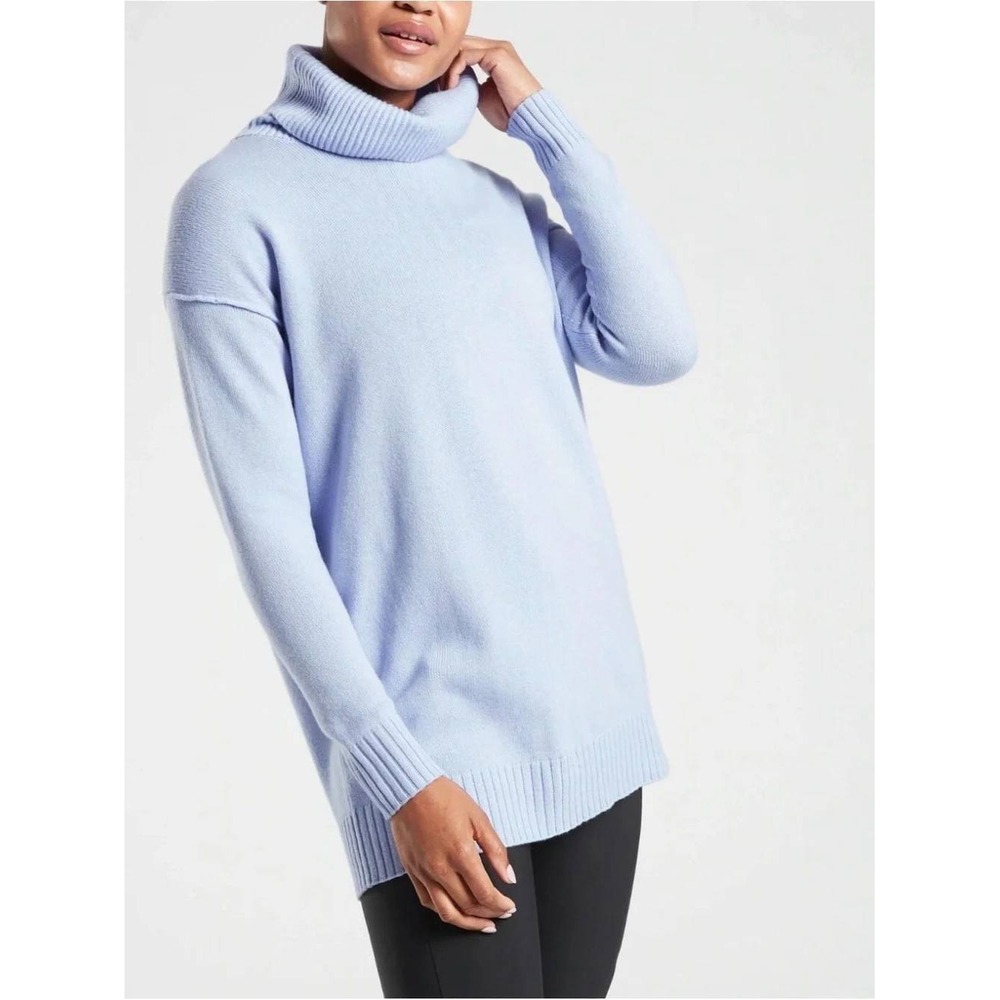 Athleta Bayshore Turtleneck Tunic Sweater Women S Merry Peri Blue Wool Cashmere